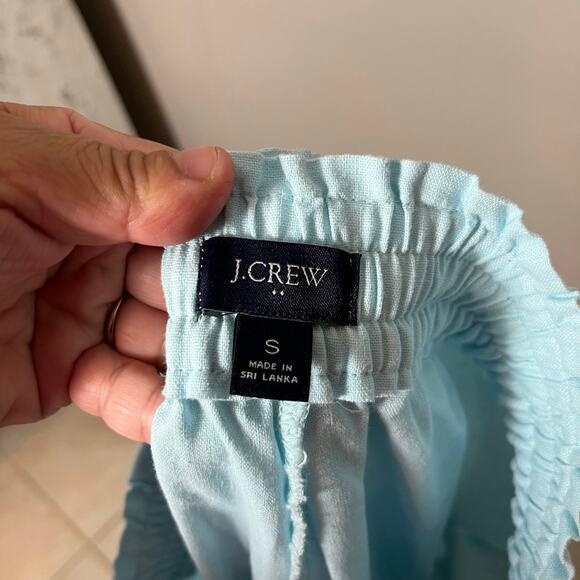 J.Crew Linen Cotton Blend Wide Leg Paper Bag Pants Size Small Soft Aqua - Picture 6 of 7